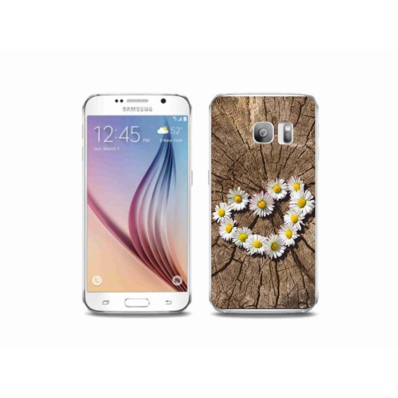 Gelový kryt mmCase na mobil Samsung Galaxy S6 Edge - srdce z kopretin