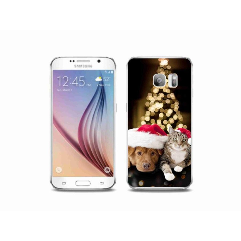 Gelový kryt mmCase na mobil Samsung Galaxy S6 Edge - vánoční pes a kočka