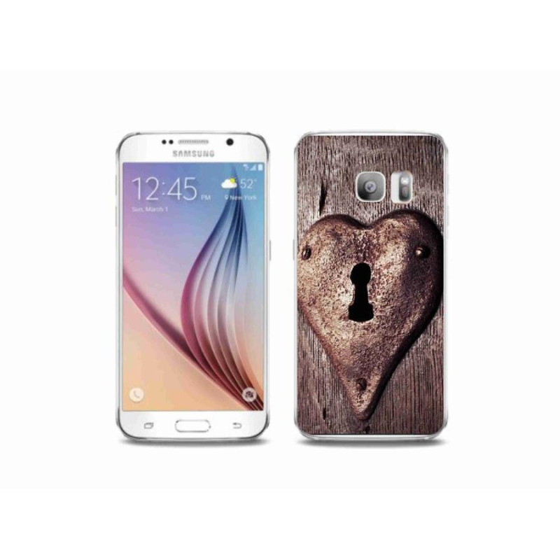 Gelový kryt mmCase na mobil Samsung Galaxy S6 Edge - zámek ve tvaru srdce