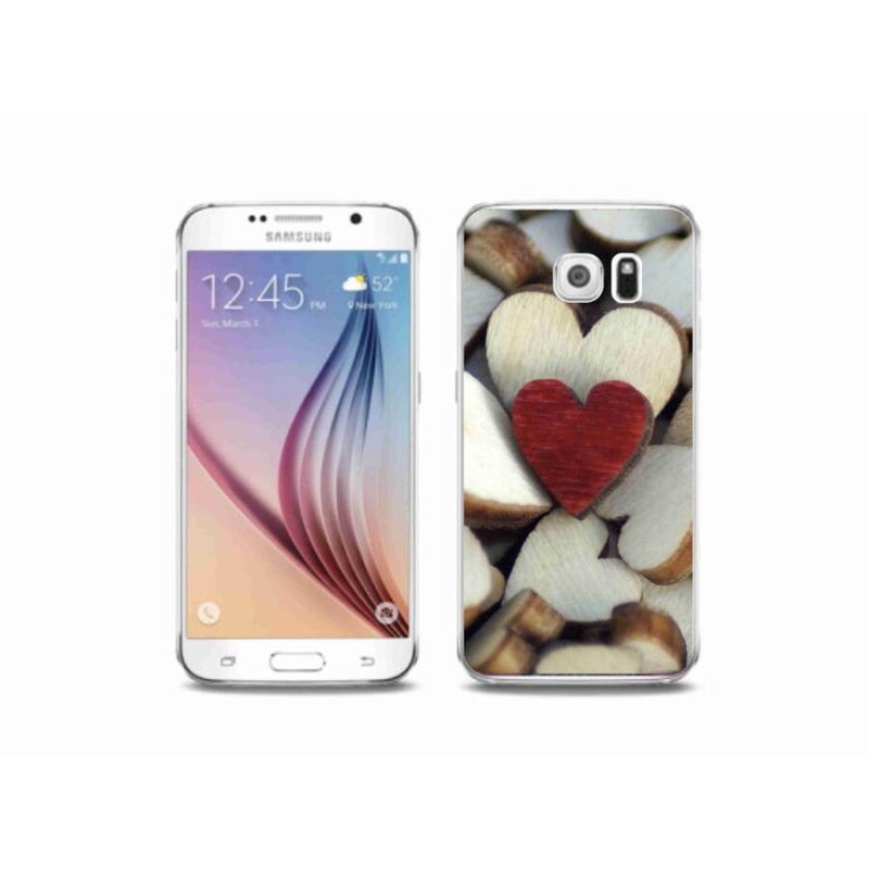 Gelový kryt mmCase na mobil Samsung Galaxy S6 - gravírované červené srdce