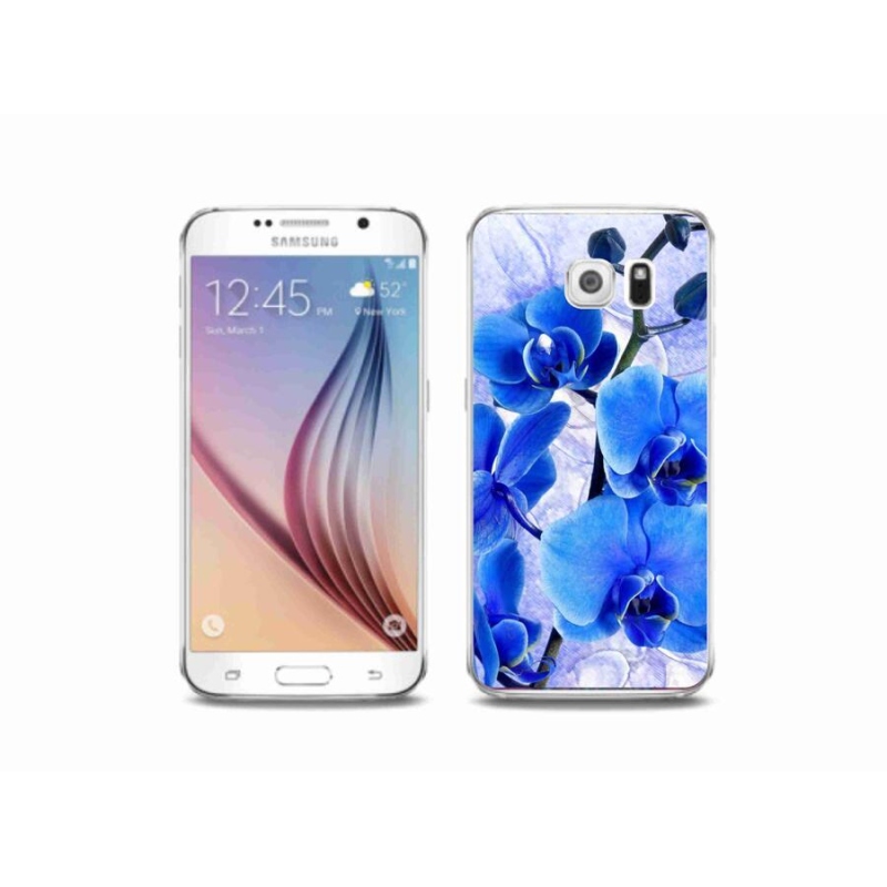 Gelový kryt mmCase na mobil Samsung Galaxy S6 - modré květy