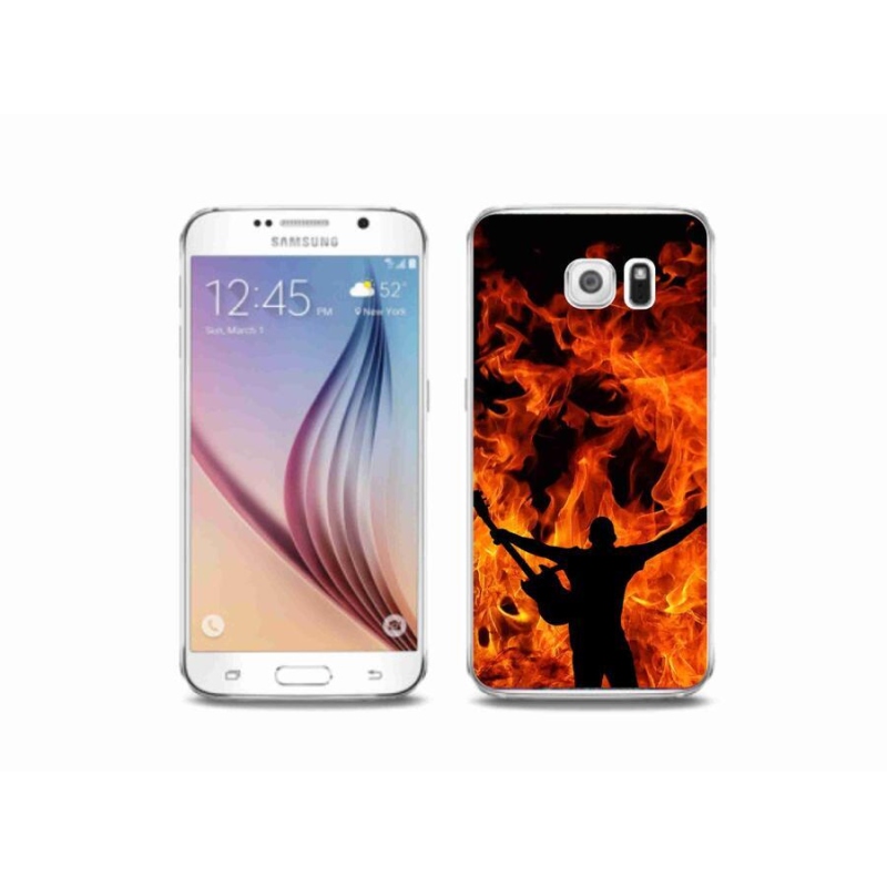Gelový kryt mmCase na mobil Samsung Galaxy S6 - muzikant a oheň