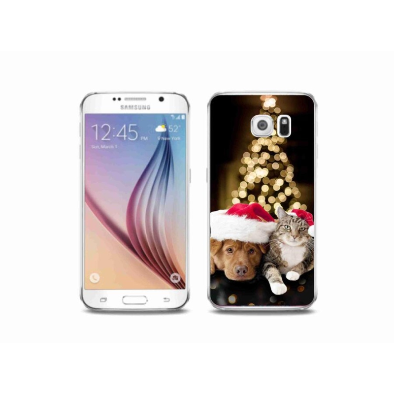 Gelový kryt mmCase na mobil Samsung Galaxy S6 - vánoční pes a kočka