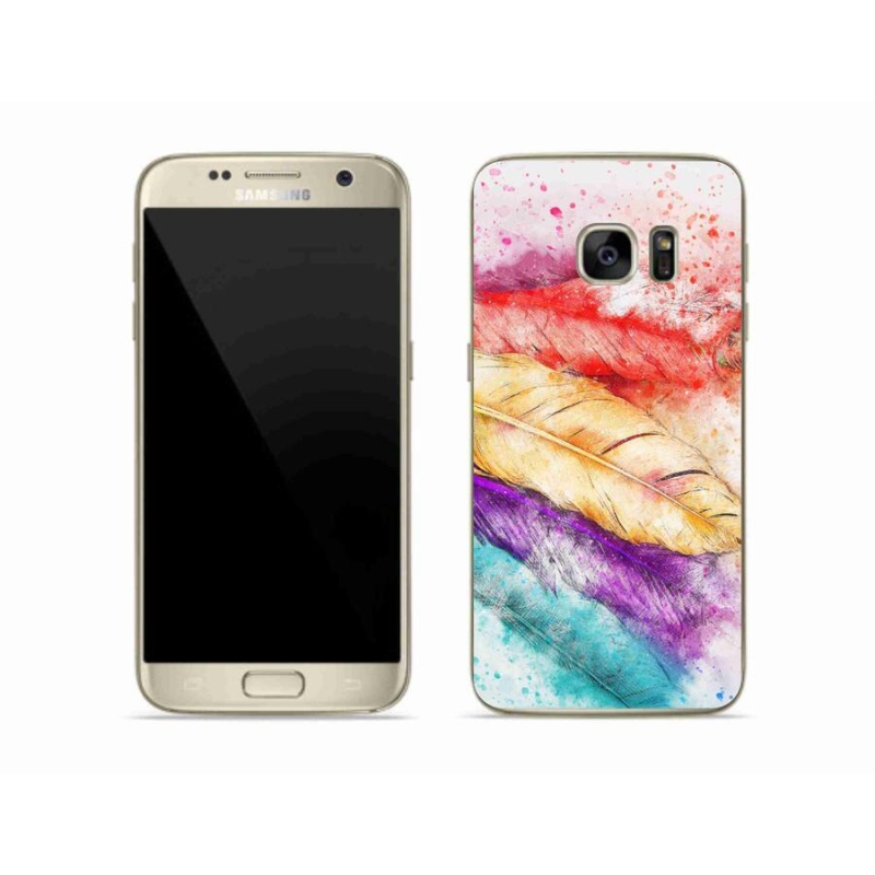 Gelový kryt mmCase na mobil Samsung Galaxy S7 - barevné peří