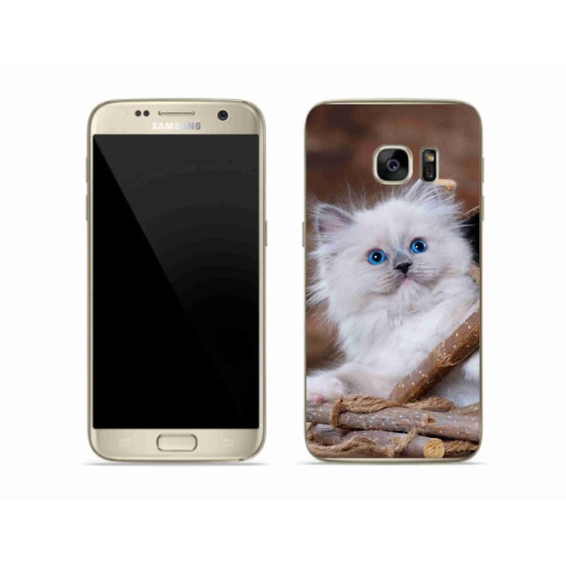 Gelový kryt mmCase na mobil Samsung Galaxy S7 - bílé kotě