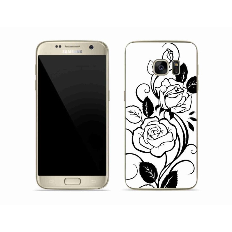 Gelový kryt mmCase na mobil Samsung Galaxy S7 - černobílá růže