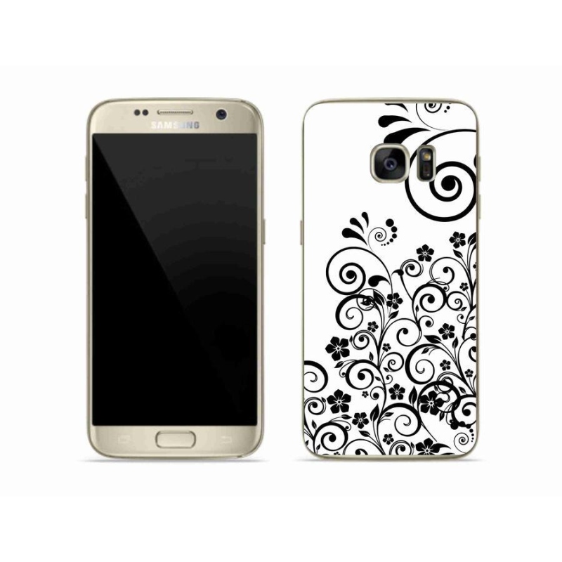 Gelový kryt mmCase na mobil Samsung Galaxy S7 - černobílé květinové vzory