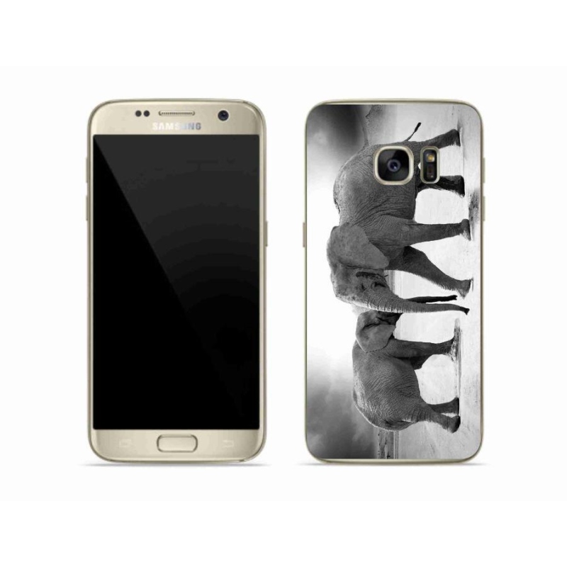 Gelový kryt mmCase na mobil Samsung Galaxy S7 - černobílí sloni