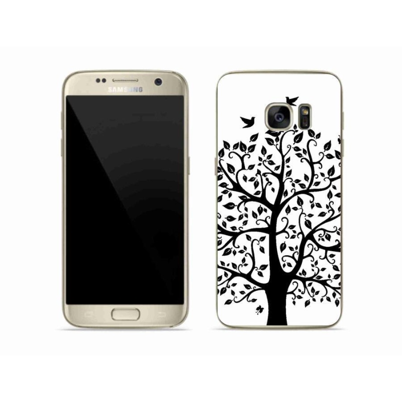 Gelový kryt mmCase na mobil Samsung Galaxy S7 - černobílý strom