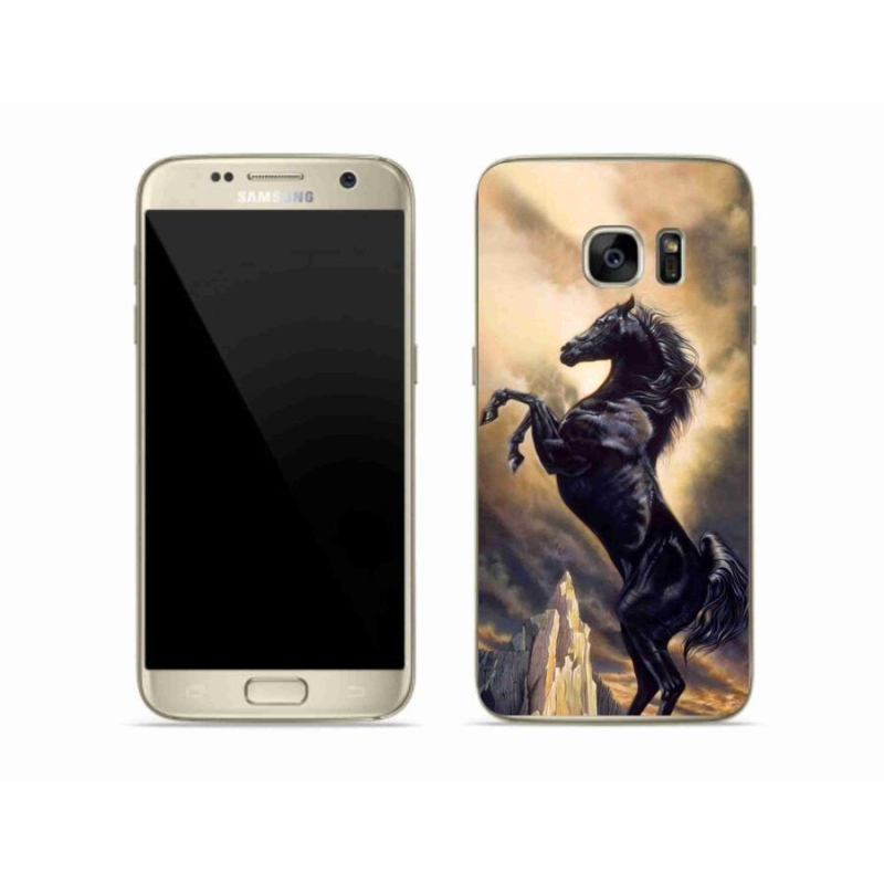 Gelový kryt mmCase na mobil Samsung Galaxy S7 - černý kreslený kůň