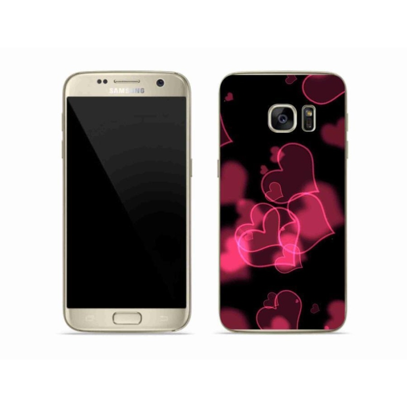 Gelový kryt mmCase na mobil Samsung Galaxy S7 - červená srdíčka