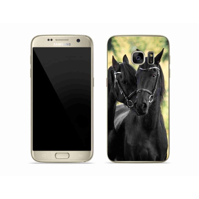Gelový kryt mmCase na mobil Samsung Galaxy S7 - dva černí koně