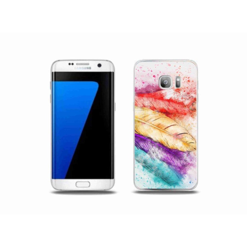 Gelový kryt mmCase na mobil Samsung Galaxy S7 Edge - barevné peří