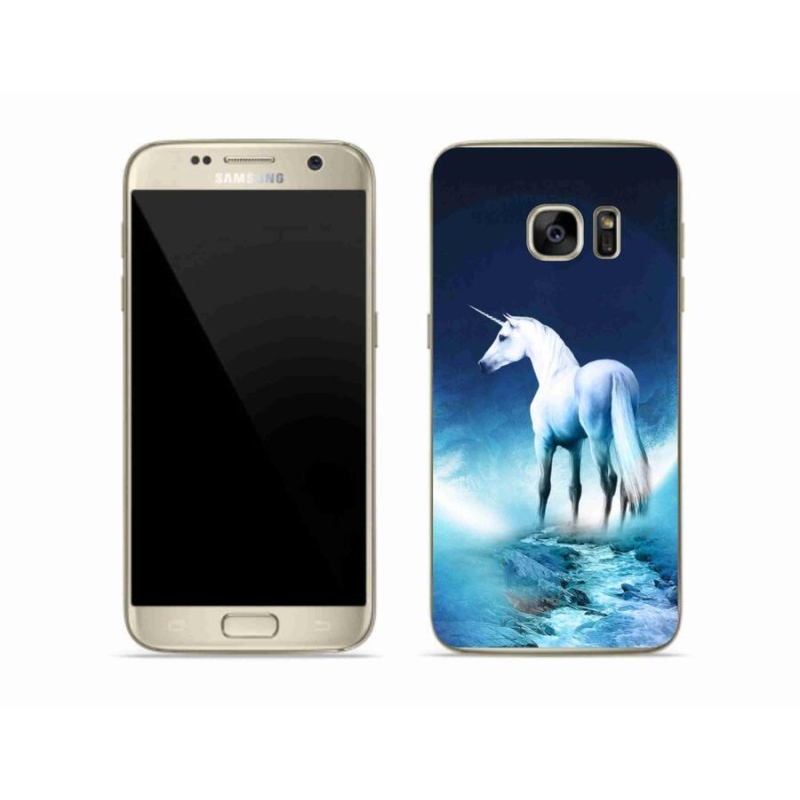 Gelový kryt mmCase na mobil Samsung Galaxy S7 Edge - bílý jednorožec
