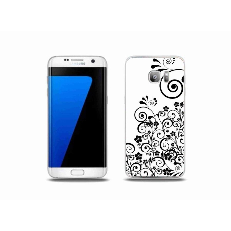 Gelový kryt mmCase na mobil Samsung Galaxy S7 Edge - černobílé květinové vzory
