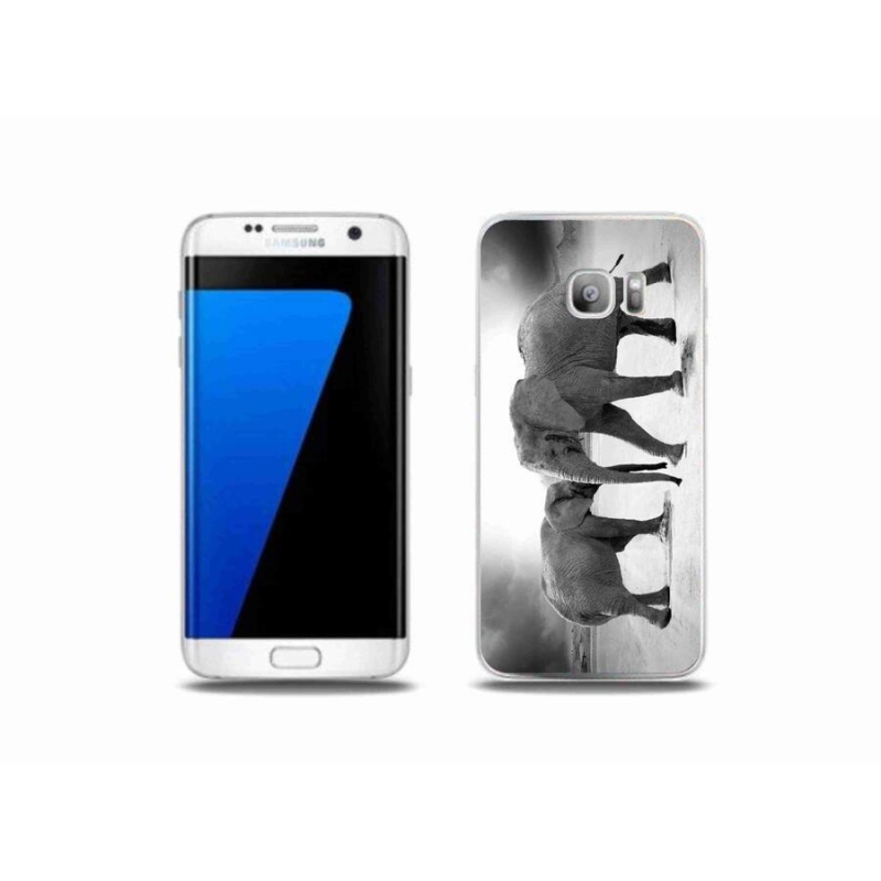 Gelový kryt mmCase na mobil Samsung Galaxy S7 Edge - černobílí sloni