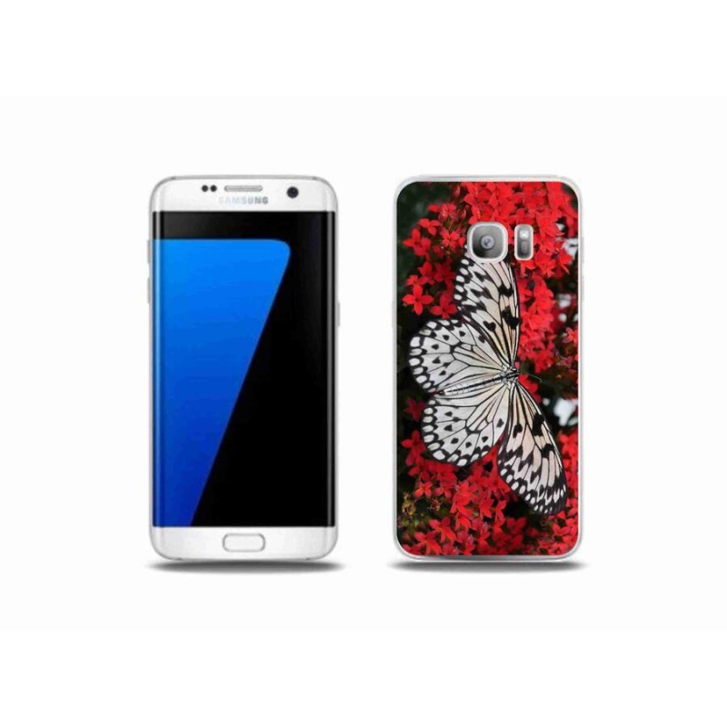 Gelový kryt mmCase na mobil Samsung Galaxy S7 Edge - černobílý motýl 1