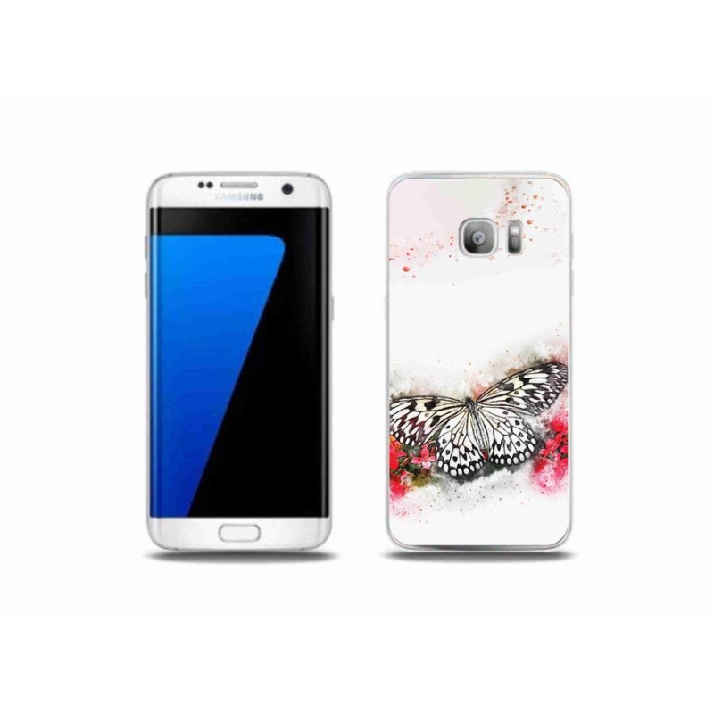 Gelový kryt mmCase na mobil Samsung Galaxy S7 Edge - černobílý motýl