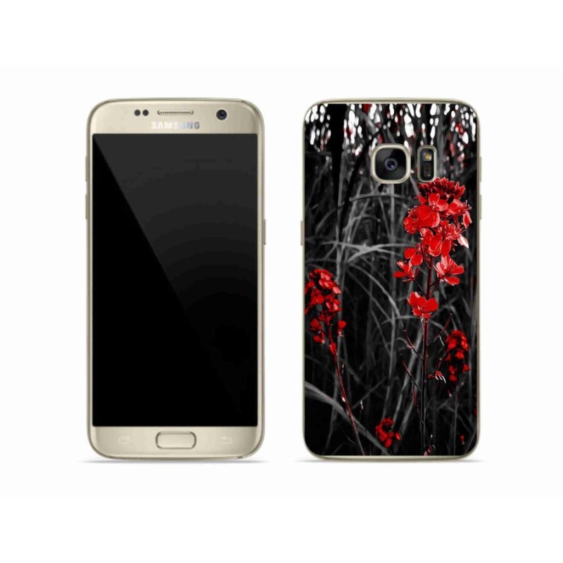 Gelový kryt mmCase na mobil Samsung Galaxy S7 Edge - červená rostlina