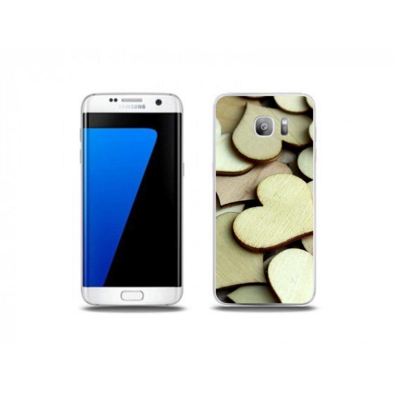 Gelový kryt mmCase na mobil Samsung Galaxy S7 Edge - dřevěná srdíčka