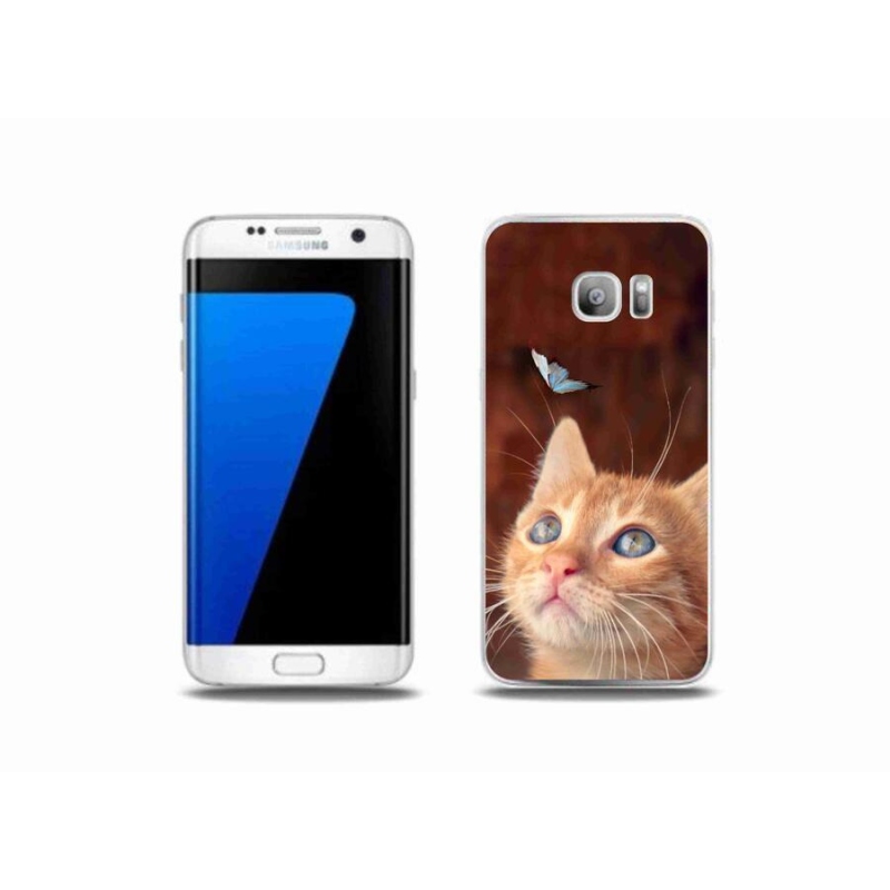 Gelový kryt mmCase na mobil Samsung Galaxy S7 Edge - motýl a kotě