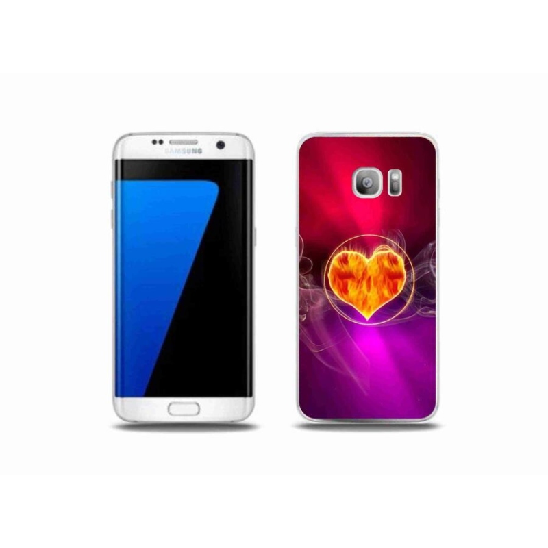 Gelový kryt mmCase na mobil Samsung Galaxy S7 Edge - ohnivé srdce
