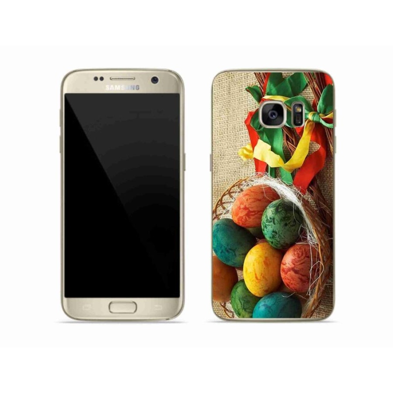 Gelový kryt mmCase na mobil Samsung Galaxy S7 Edge - pomlázky a vajíčka