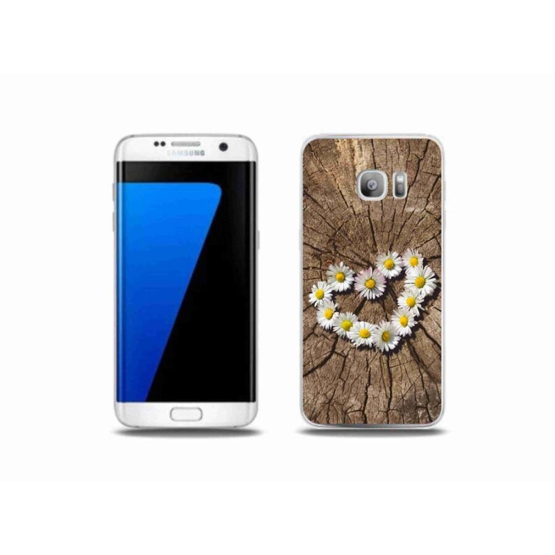 Gelový kryt mmCase na mobil Samsung Galaxy S7 Edge - srdce z kopretin