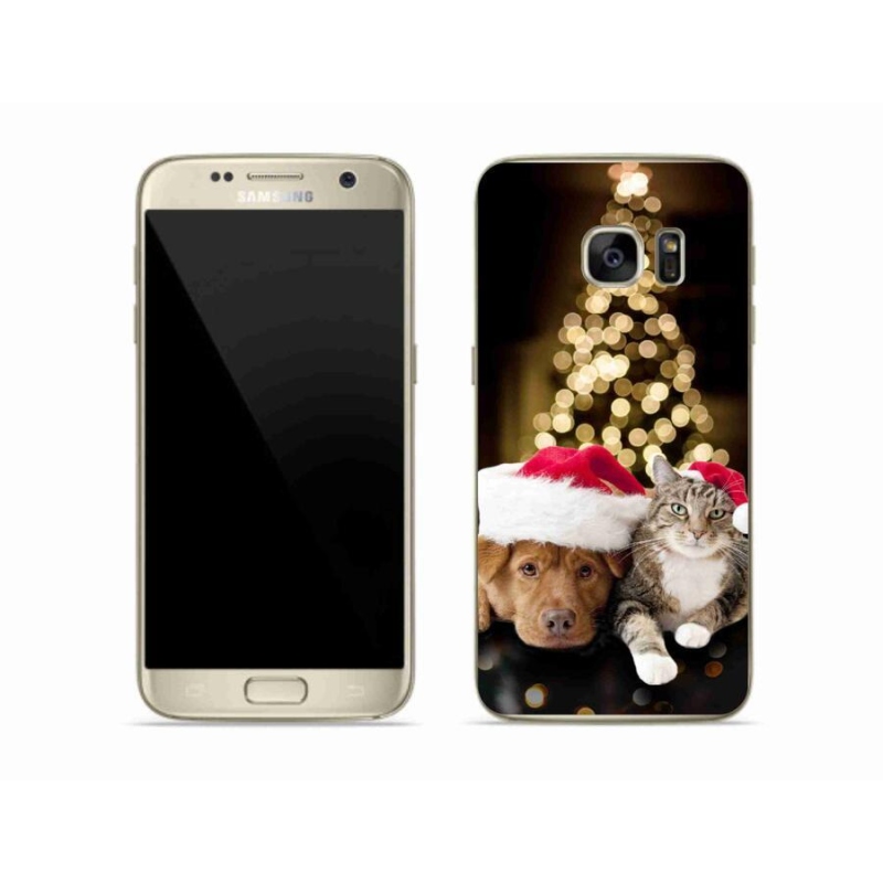 Gelový kryt mmCase na mobil Samsung Galaxy S7 Edge - vánoční pes a kočka