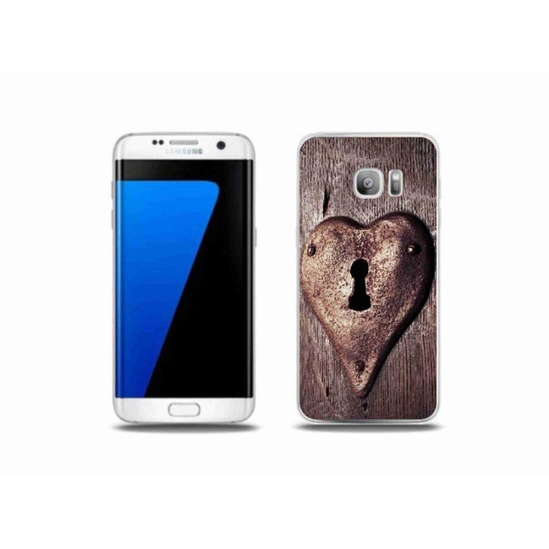 Gelový kryt mmCase na mobil Samsung Galaxy S7 Edge - zámek ve tvaru srdce