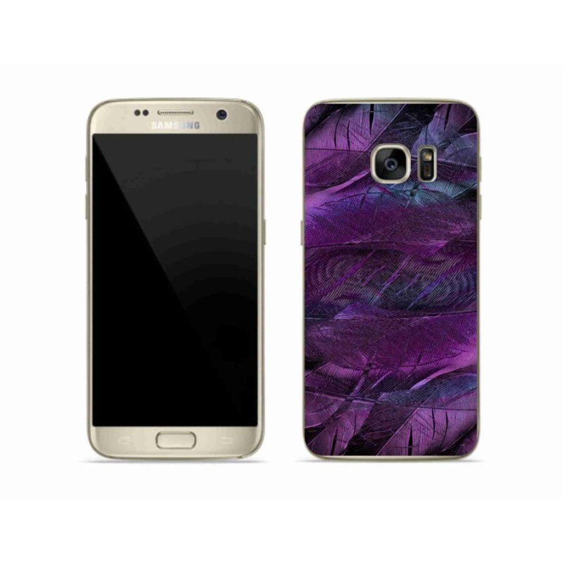 Gelový kryt mmCase na mobil Samsung Galaxy S7 - fialová pírka