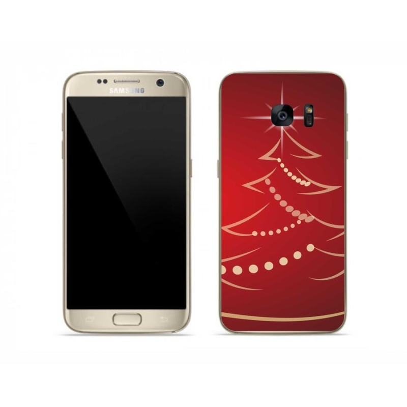 Gelový kryt mmCase na mobil Samsung Galaxy S7 - kreslený vánoční stromek