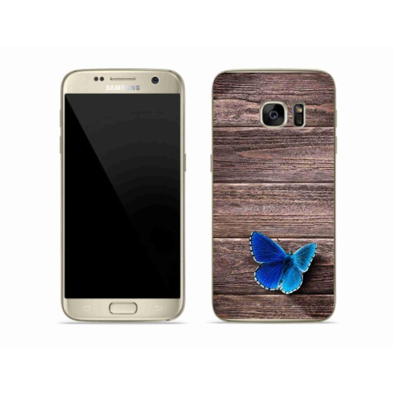 Gelový kryt mmCase na mobil Samsung Galaxy S7 - modrý motýl 1