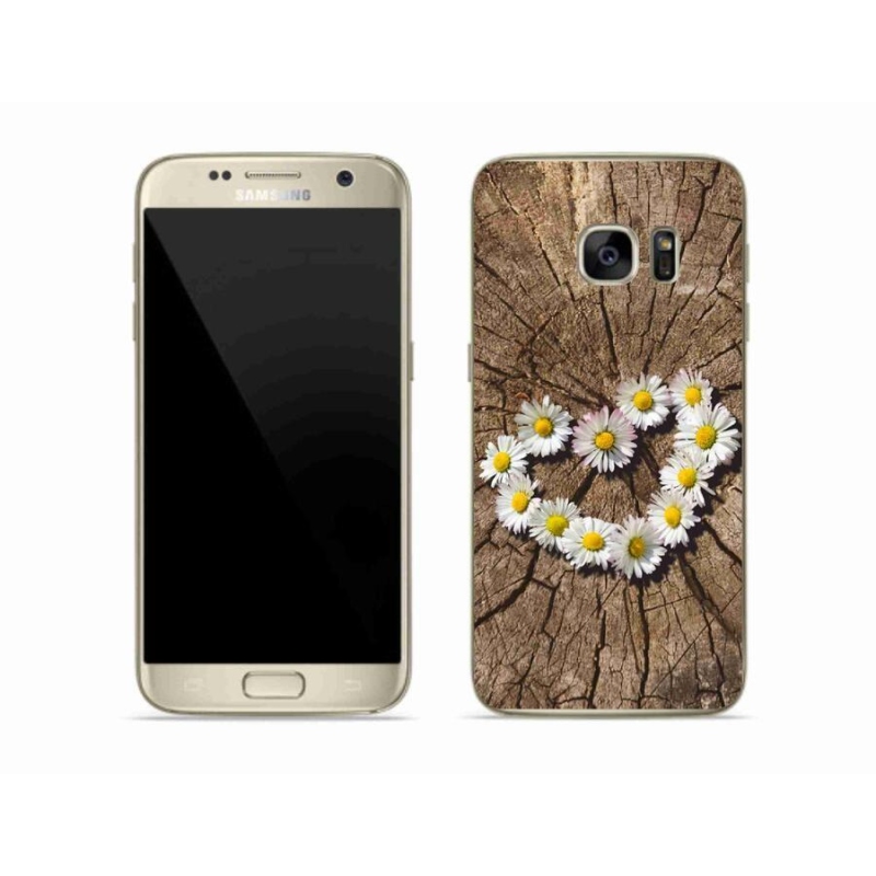 Gelový kryt mmCase na mobil Samsung Galaxy S7 - srdce z kopretin
