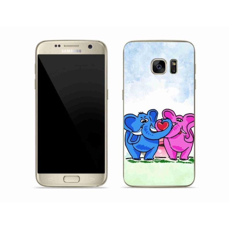 Gelový kryt mmCase na mobil Samsung Galaxy S7 - zamilovaní sloni