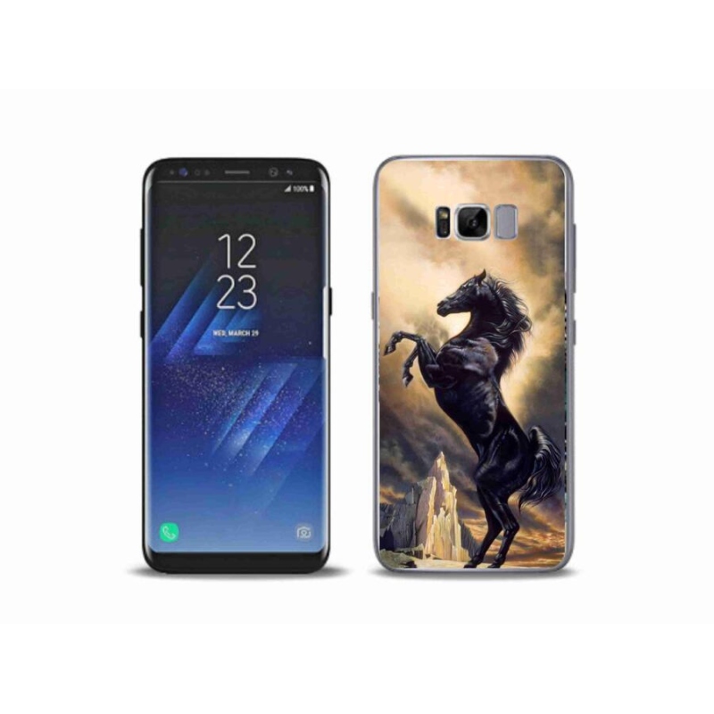 Gelový kryt mmCase na mobil Samsung Galaxy S8 Plus - černý kreslený kůň