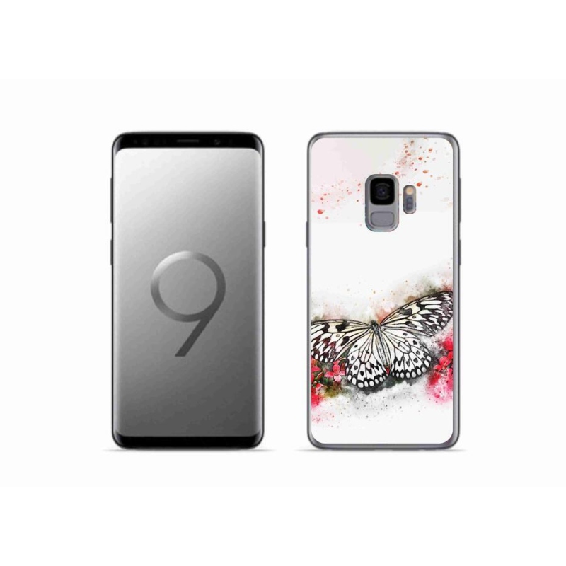 Gelový kryt mmCase na mobil Samsung Galaxy S9 - černobílý motýl
