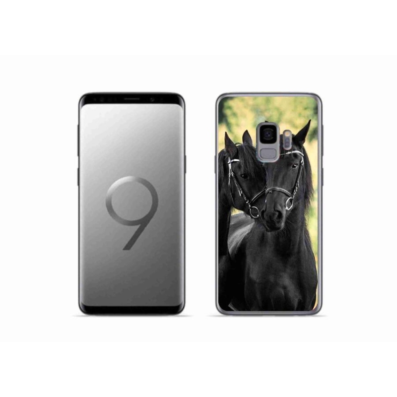 Gelový kryt mmCase na mobil Samsung Galaxy S9 - dva černí koně