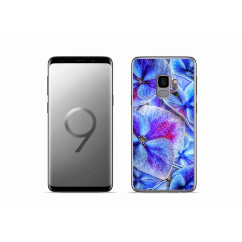 Gelový kryt mmCase na mobil Samsung Galaxy S9 - modré květy 1