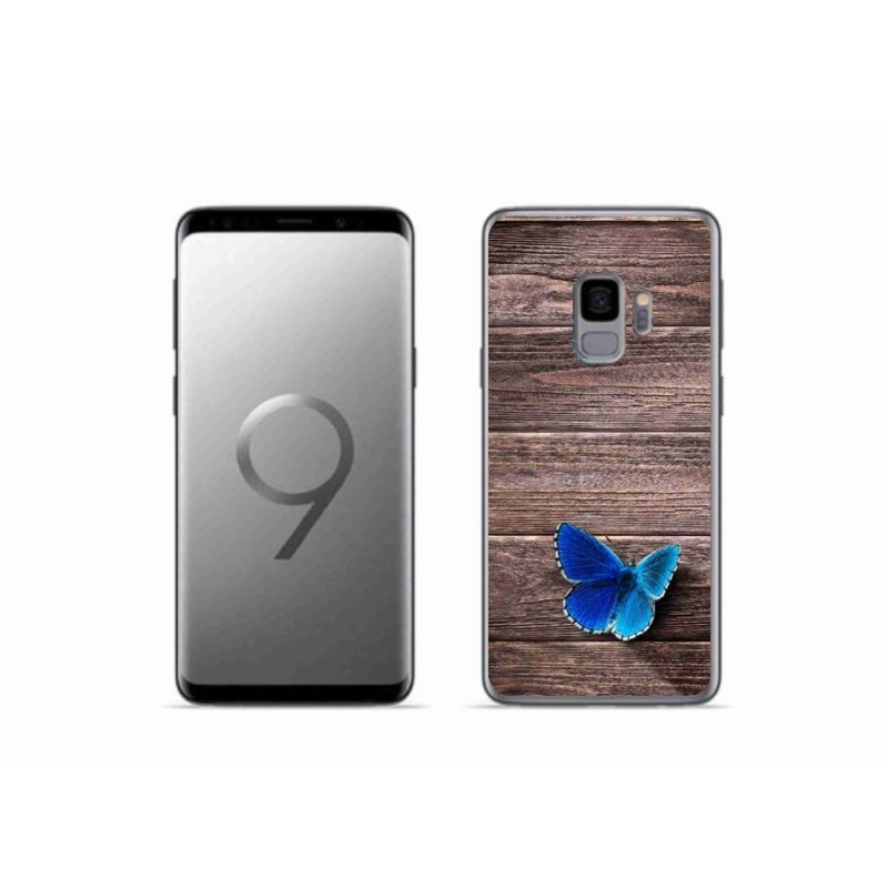 Gelový kryt mmCase na mobil Samsung Galaxy S9 - modrý motýl 1