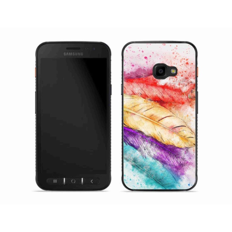Gelový kryt mmCase na mobil Samsung Galaxy Xcover 4S - barevné peří