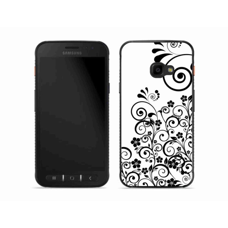Gelový kryt mmCase na mobil Samsung Galaxy Xcover 4S - černobílé květinové vzory