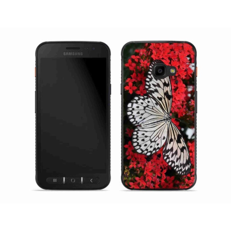 Gelový kryt mmCase na mobil Samsung Galaxy Xcover 4S - černobílý motýl 1
