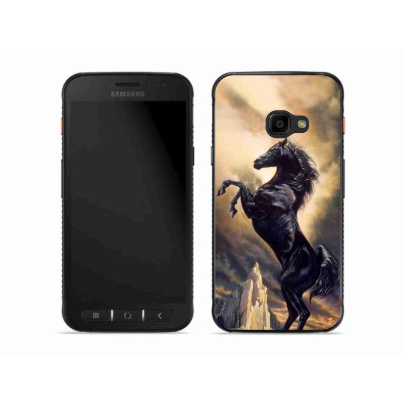 Gelový kryt mmCase na mobil Samsung Galaxy Xcover 4S - černý kreslený kůň