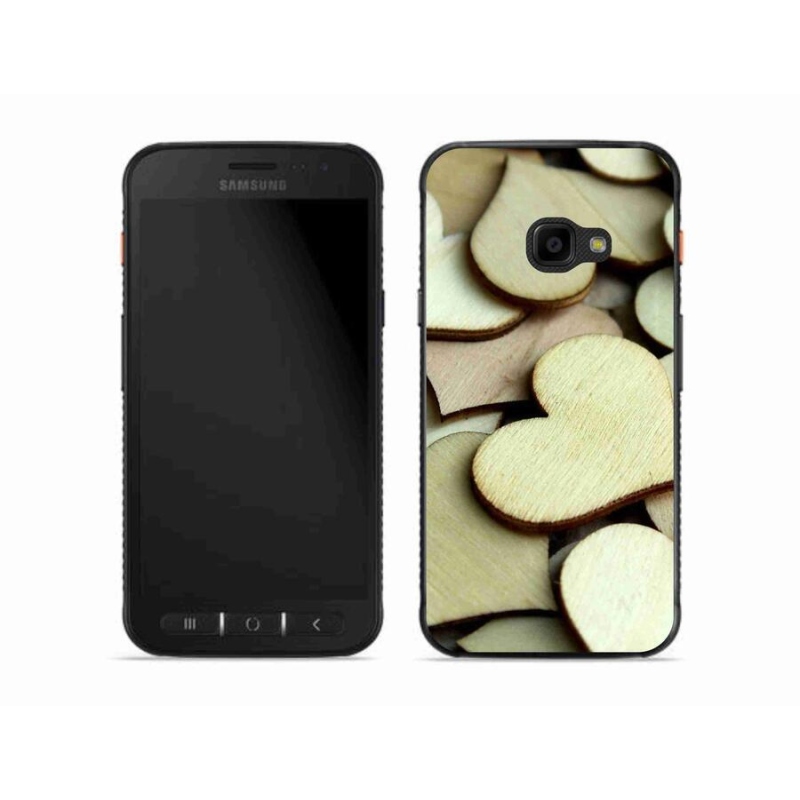 Gelový kryt mmCase na mobil Samsung Galaxy Xcover 4S - dřevěná srdíčka