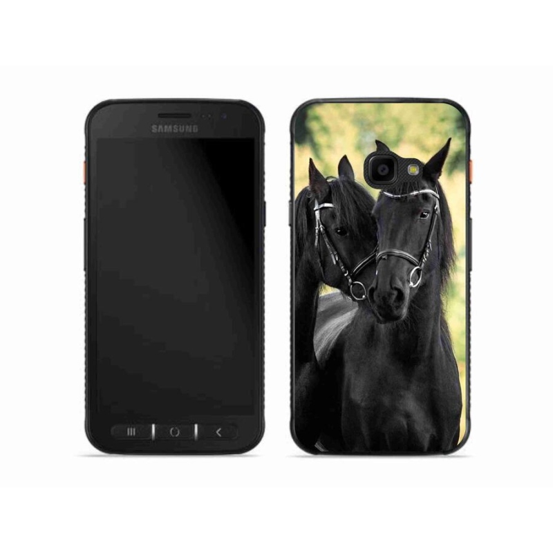 Gelový kryt mmCase na mobil Samsung Galaxy Xcover 4S - dva černí koně