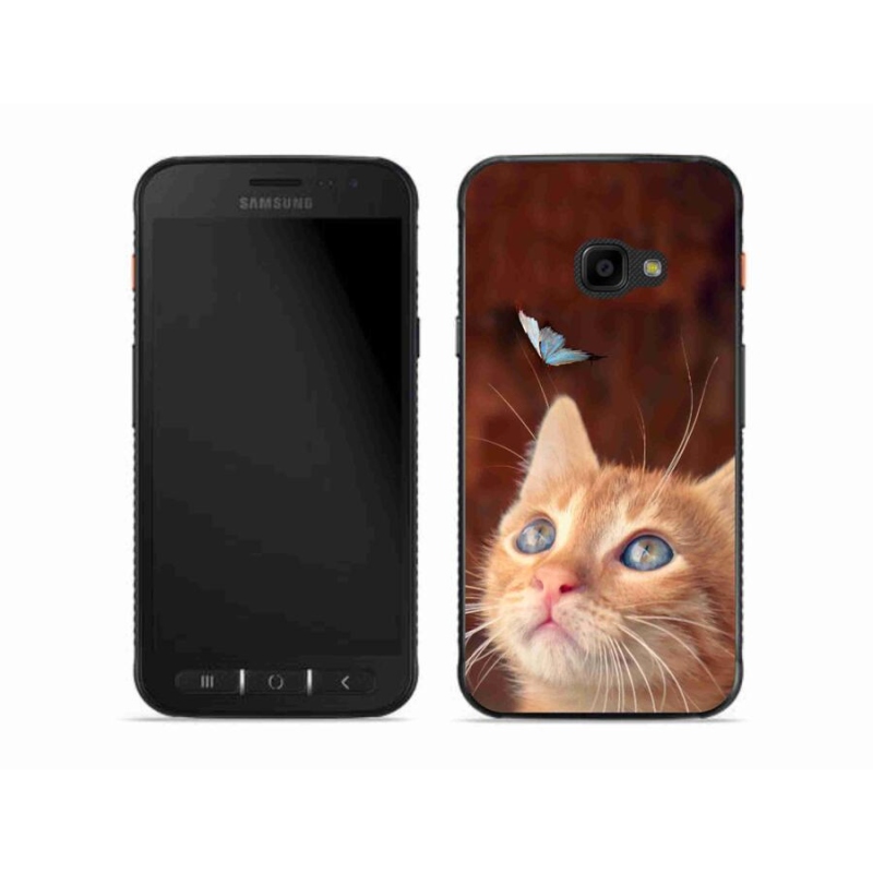 Gelový kryt mmCase na mobil Samsung Galaxy Xcover 4S - motýl a kotě