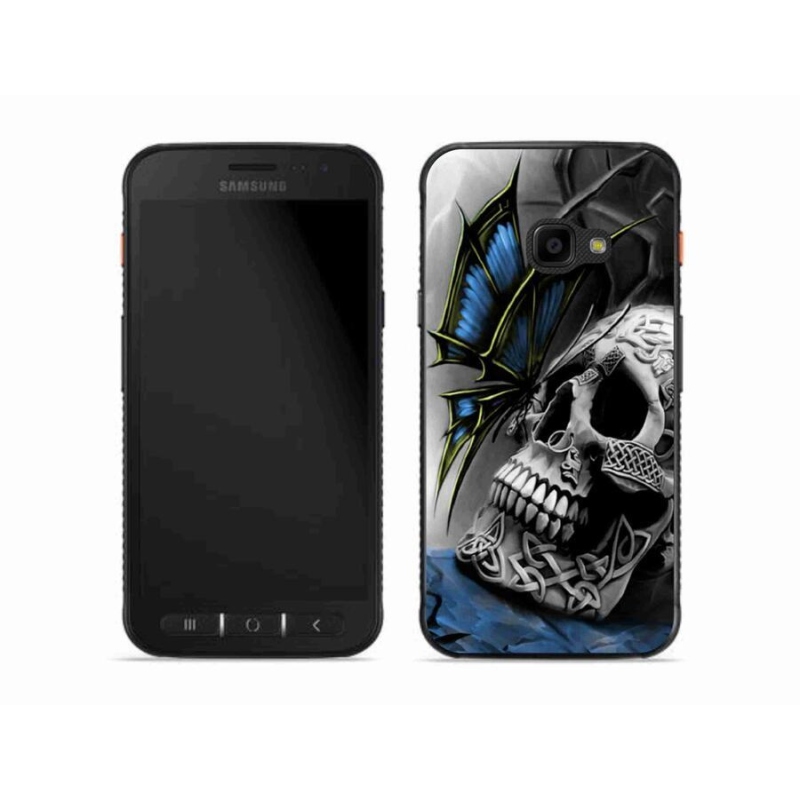 Gelový kryt mmCase na mobil Samsung Galaxy Xcover 4S - motýl a lebka