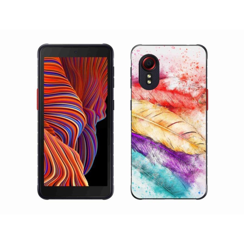 Gelový kryt mmCase na mobil Samsung Galaxy Xcover 5 - barevné peří