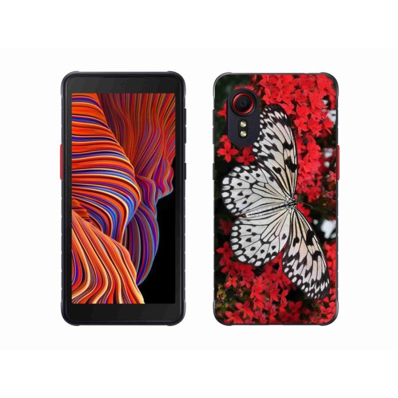 Gelový kryt mmCase na mobil Samsung Galaxy Xcover 5 - černobílý motýl 1